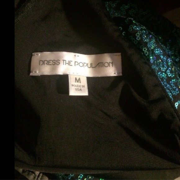 Dress The Population Black Turquoise Sequin Dress - Picture 4 of 6